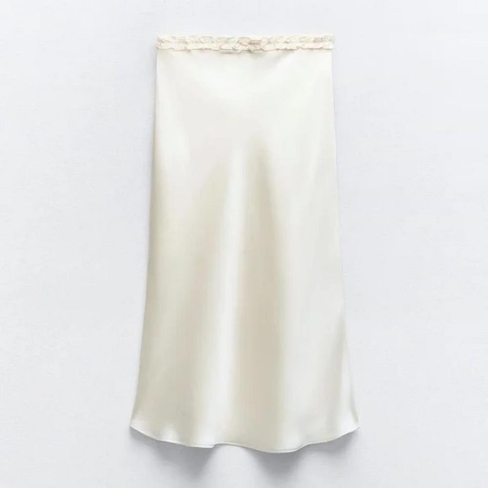 ZARA RUFFLED SATIN EFFECT SKIRT